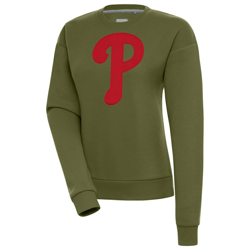 Philadelphia Phillies Antigua Women's Victory Pullover Sweatshirt Olive