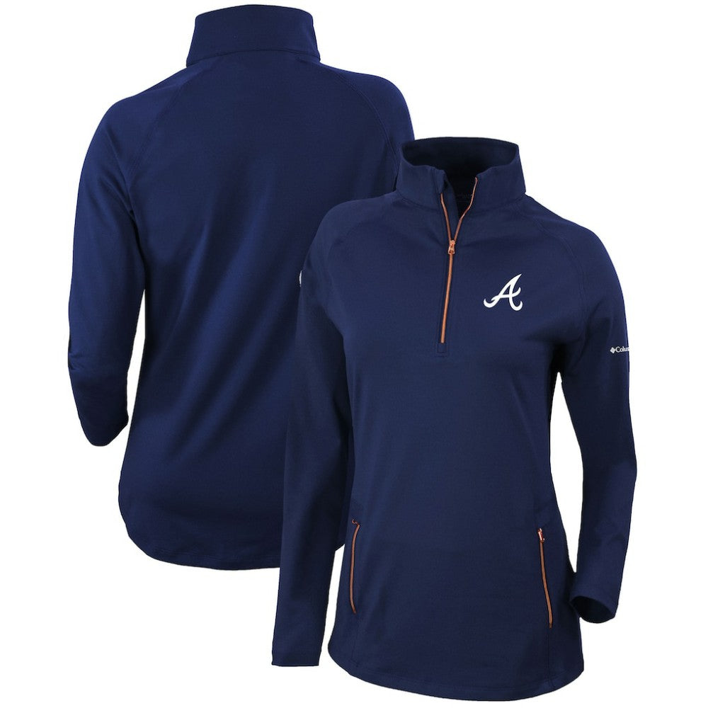 Atlanta Braves Women's Omni-Wick Outward Nine Quarter-Zip Pullover Top Navy | Columbia