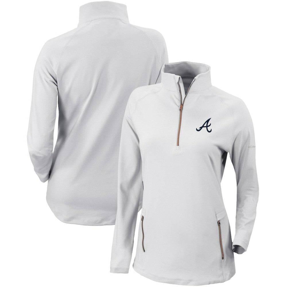 Atlanta Braves Women's Omni-Wick Outward Nine Quarter-Zip Pullover Top White | Columbia