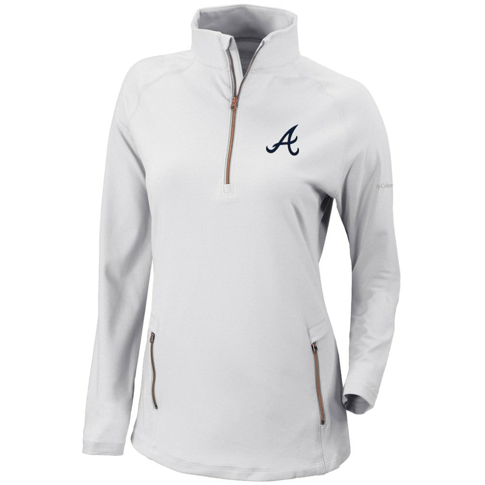Atlanta Braves Women's Omni-Wick Outward Nine Quarter-Zip Pullover Top White | Columbia