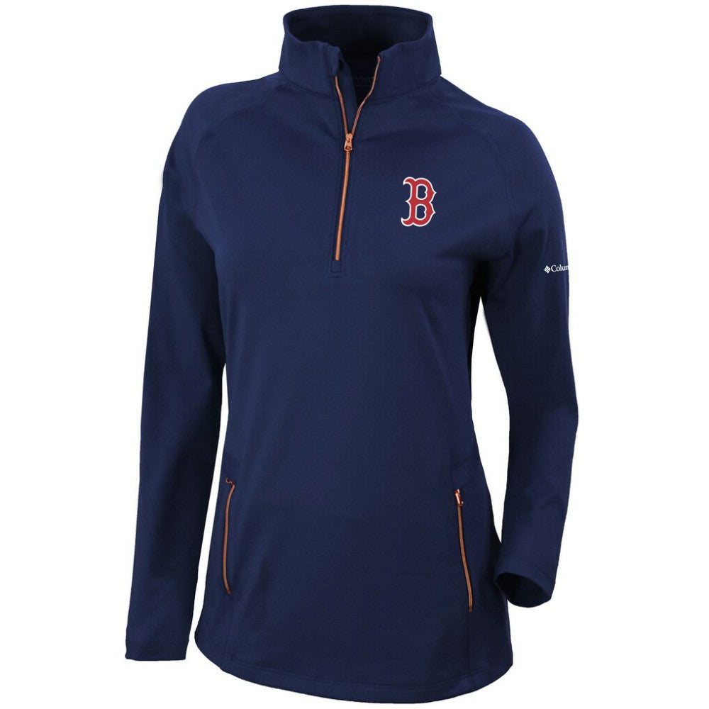 Boston Red Sox Women's Omni-Wick Outward Nine Quarter-Zip Pullover Top Navy | Columbia