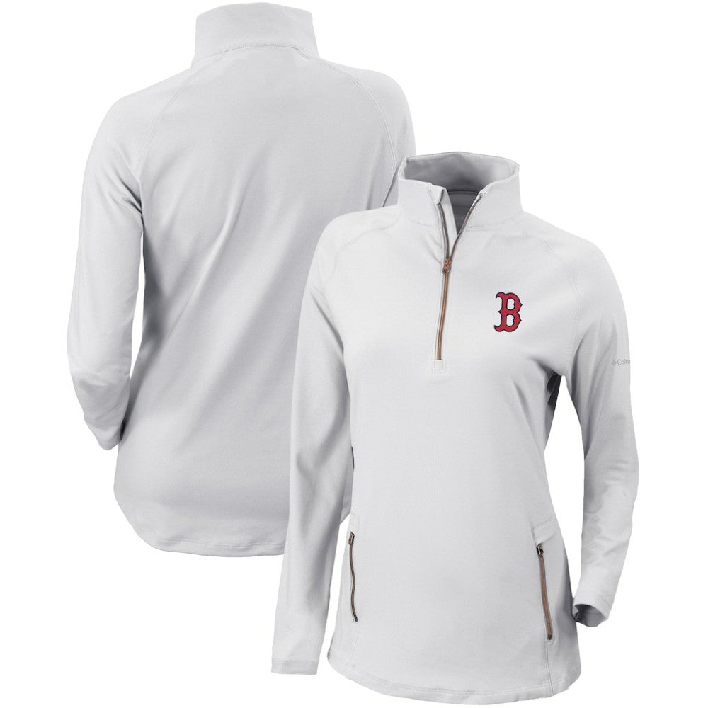 Boston Red Sox Women's Omni-Wick Outward Nine Quarter-Zip Pullover Top White | Columbia