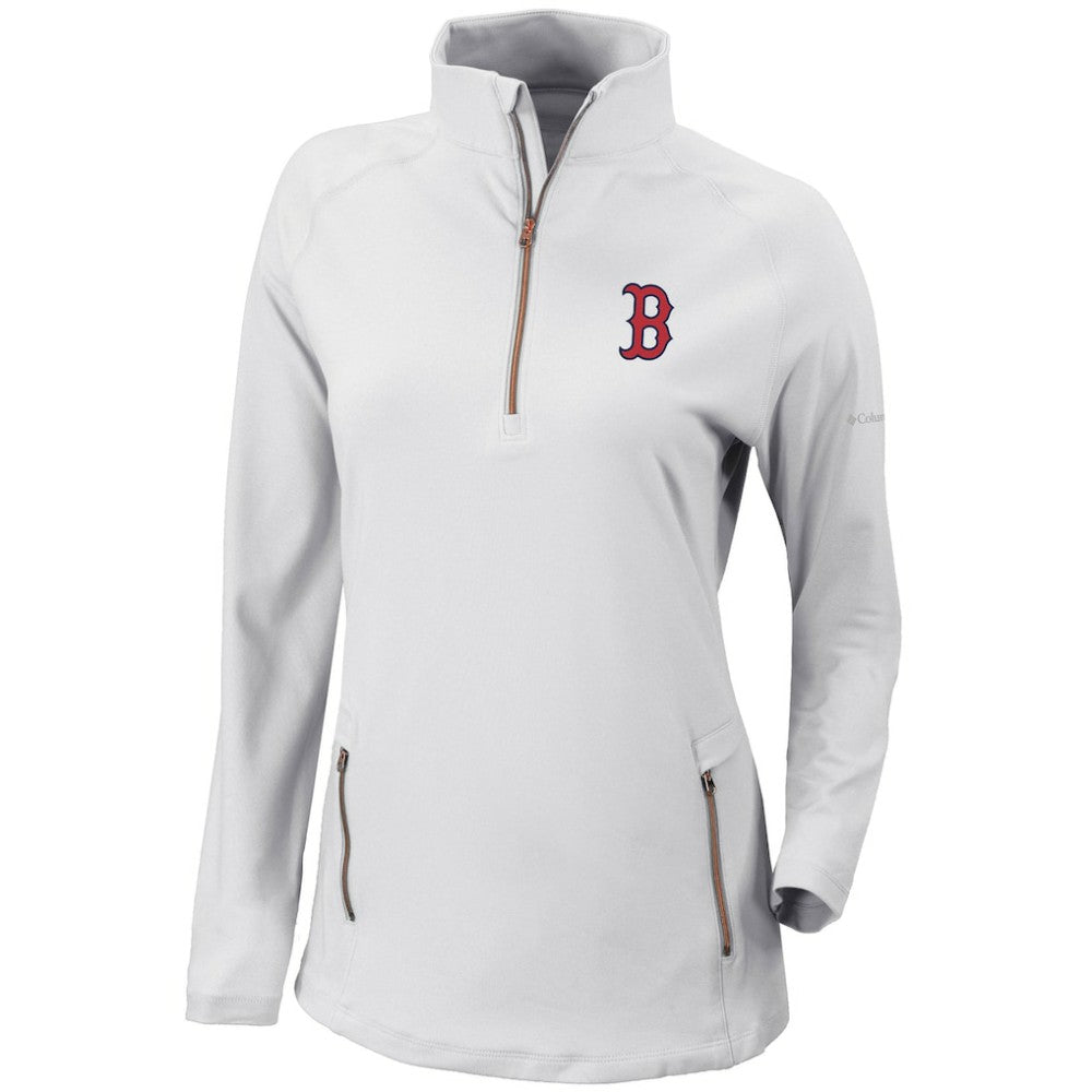 Boston Red Sox Women's Omni-Wick Outward Nine Quarter-Zip Pullover Top White | Columbia