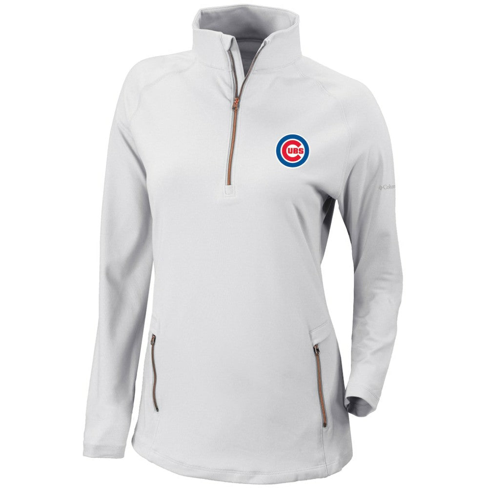 Chicago Cubs Women's Omni-Wick Outward Nine Quarter-Zip Pullover Top White | Columbia