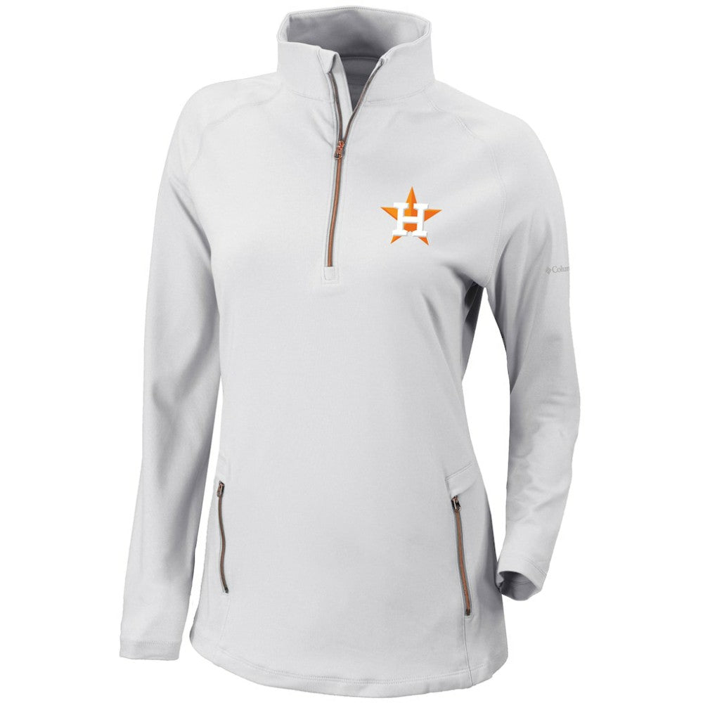 Houston Astros Women's Omni-Wick Outward Nine Quarter-Zip Pullover Top White | Columbia