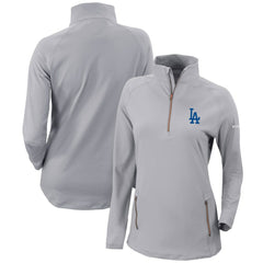 Los Angeles Dodgers Women's Omni-Wick Outward Nine Quarter-Zip Pullover Top Gray | Columbia