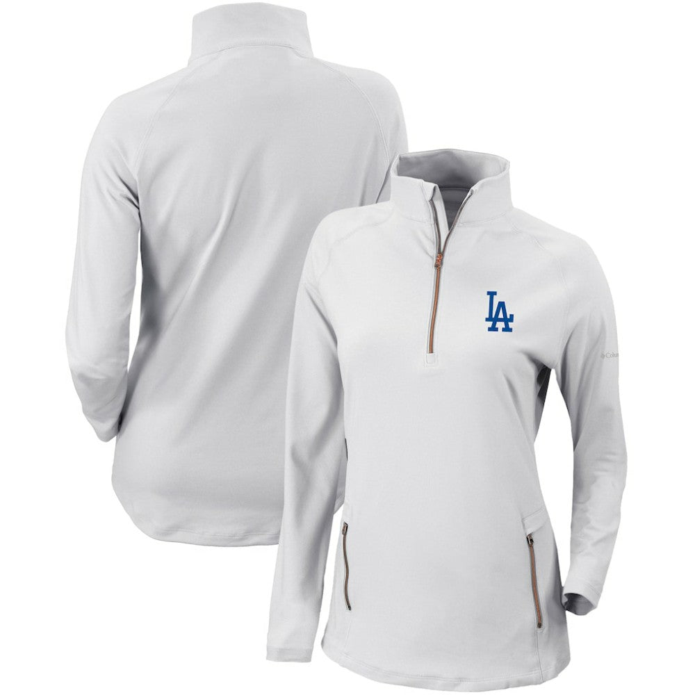 Los Angeles Dodgers Women's Omni-Wick Outward Nine Quarter-Zip Pullover Top White | Columbia