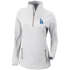 Los Angeles Dodgers Women's Omni-Wick Outward Nine Quarter-Zip Pullover Top White | Columbia