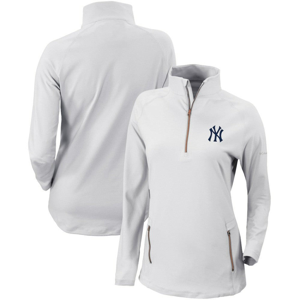 New York Yankees Women's Omni-Wick Outward Nine Quarter-Zip Pullover Top White | Columbia