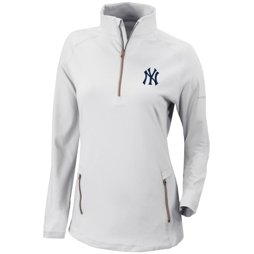 New York Yankees Women's Omni-Wick Outward Nine Quarter-Zip Pullover Top White | Columbia