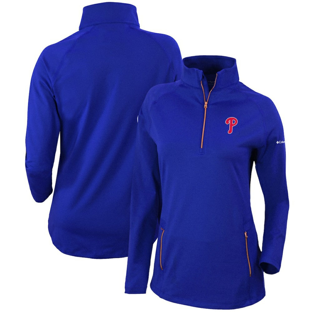 Philadelphia Phillies Women's Omni-Wick Outward Nine Quarter-Zip Pullover Top Royal | Columbia