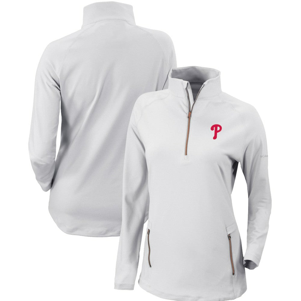 Philadelphia Phillies Women's Omni-Wick Outward Nine Quarter-Zip Pullover Top White | Columbia