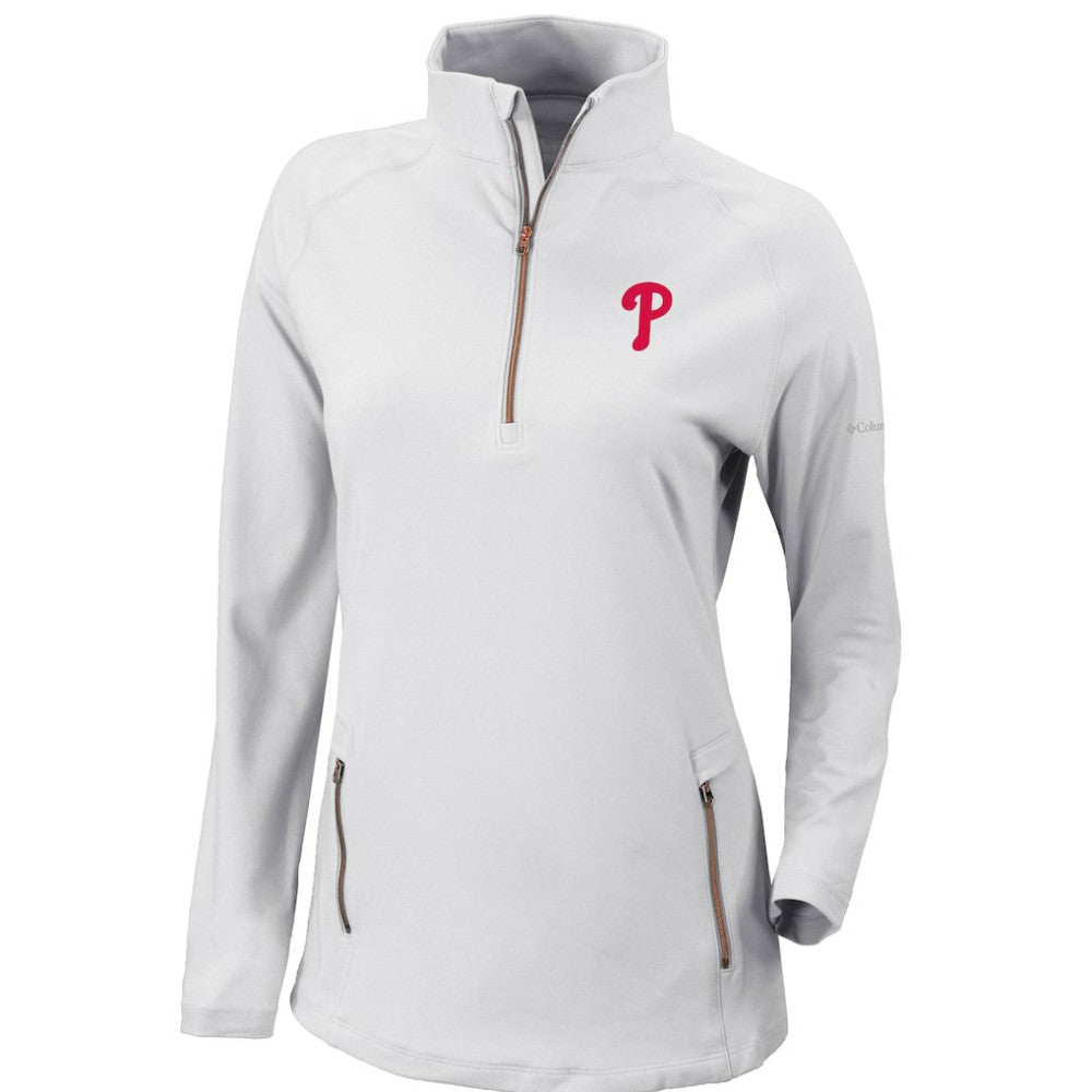 Philadelphia Phillies Women's Omni-Wick Outward Nine Quarter-Zip Pullover Top White | Columbia