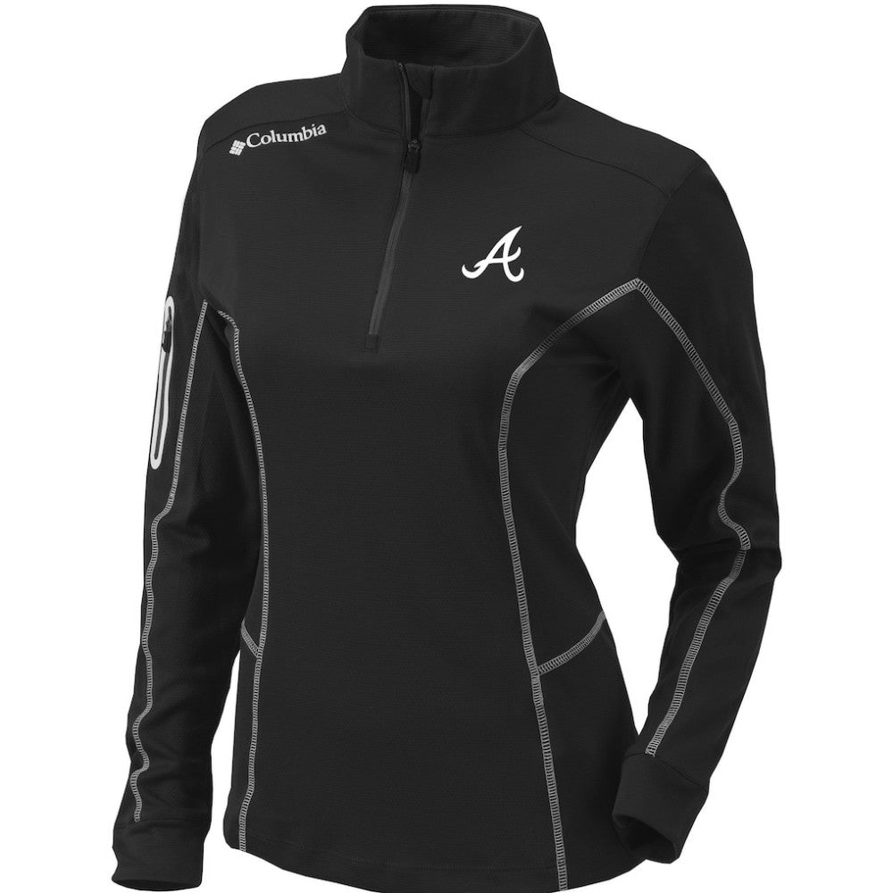 Atlanta Braves Women's Omni-Wick Shotgun Quarter-Zip Pullover Top Black | Columbia