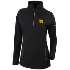 San Diego Padres Women's Omni-Wick Outward Nine Quarter-Zip Pullover Top Black | Columbia
