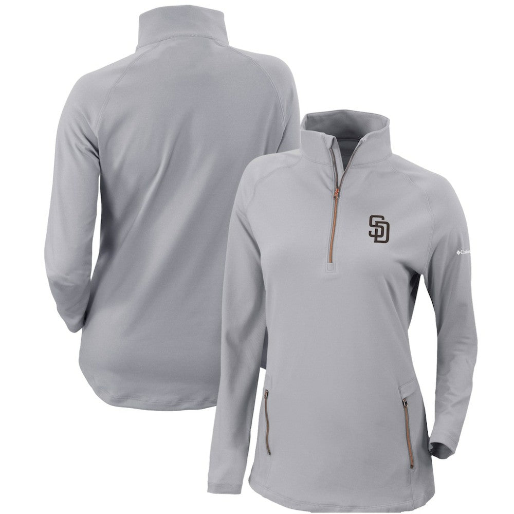 San Diego Padres Women's Omni-Wick Outward Nine Quarter-Zip Pullover Top Gray | Columbia