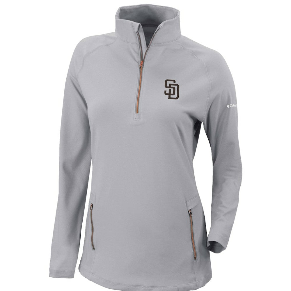 San Diego Padres Women's Omni-Wick Outward Nine Quarter-Zip Pullover Top Gray | Columbia