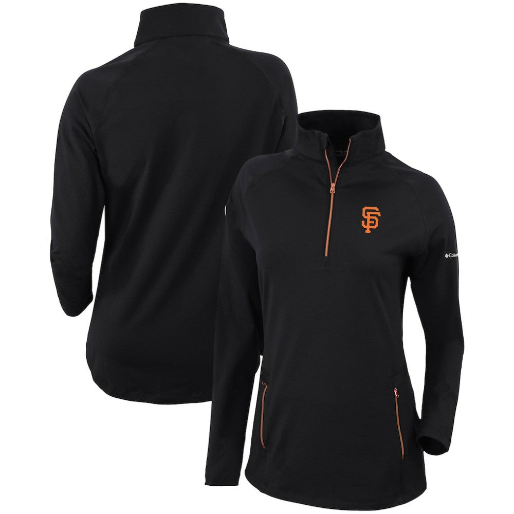 San Francisco Giants Women's Omni-Wick Outward Nine Quarter-Zip Pullover Top Black | Columbia