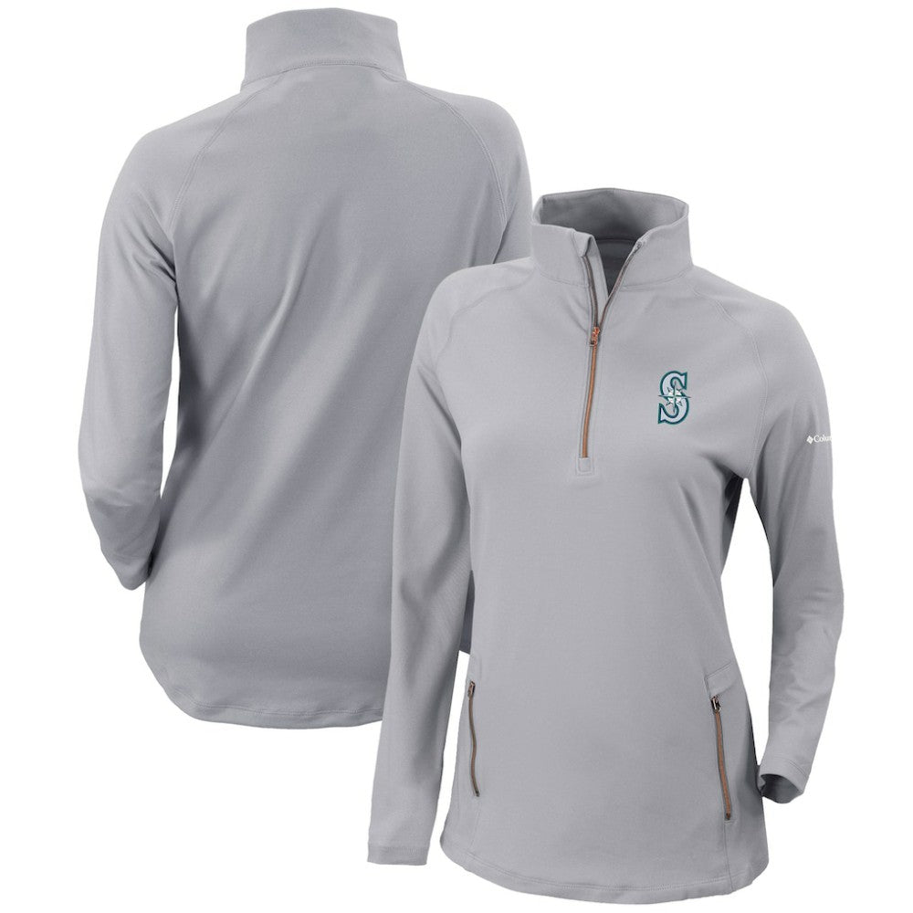 Seattle Mariners Women's Omni-Wick Outward Nine Quarter-Zip Pullover Top Gray | Columbia