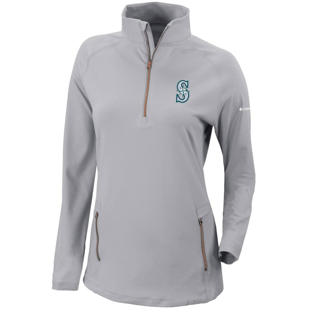 Seattle Mariners Women's Omni-Wick Outward Nine Quarter-Zip Pullover Top Gray | Columbia