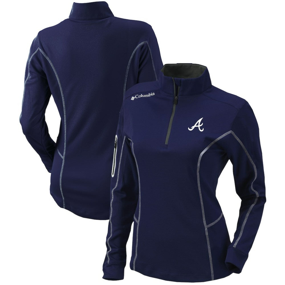 Atlanta Braves Women's Omni-Wick Shotgun Quarter-Zip Pullover Top Navy | Columbia