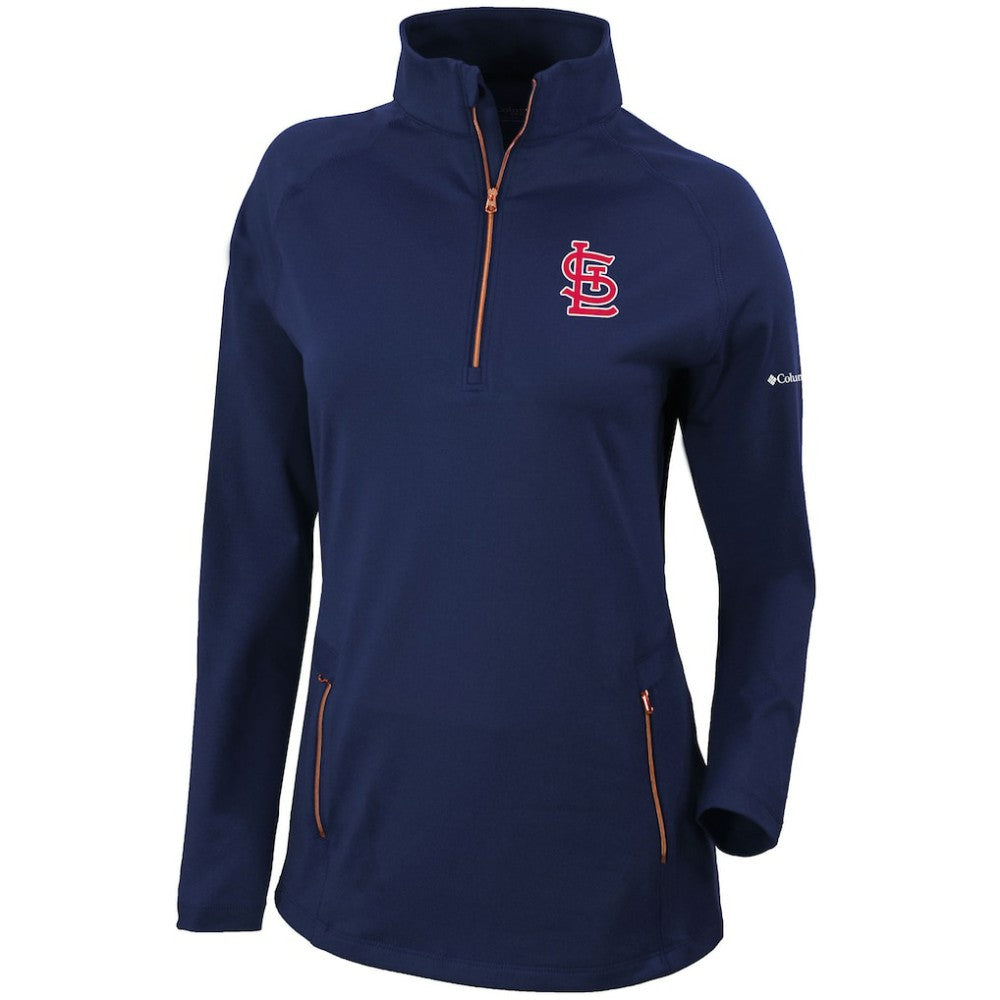 St. Louis Cardinals Women's Omni-Wick Outward Nine Quarter-Zip Pullover Top Navy | Columbia