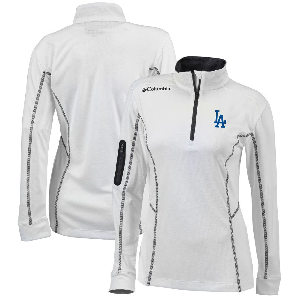 Los Angeles Dodgers Women's Omni-Wick Shotgun Quarter-Zip Pullover Top White | Columbia