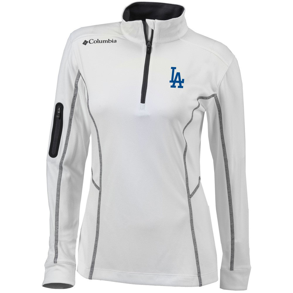 Los Angeles Dodgers Women's Omni-Wick Shotgun Quarter-Zip Pullover Top White | Columbia