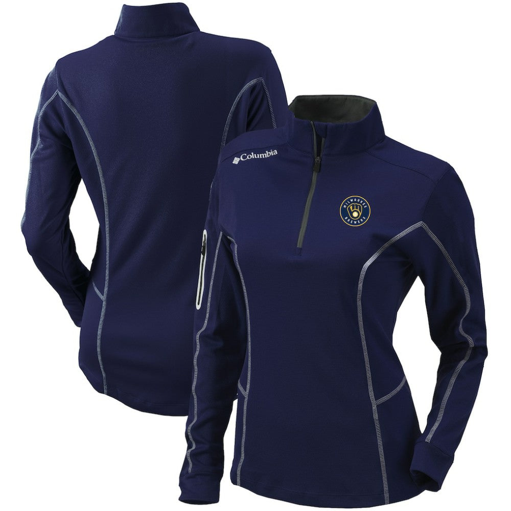 Milwaukee Brewers Women's Omni-Wick Shotgun Quarter-Zip Pullover Top Navy | Columbia