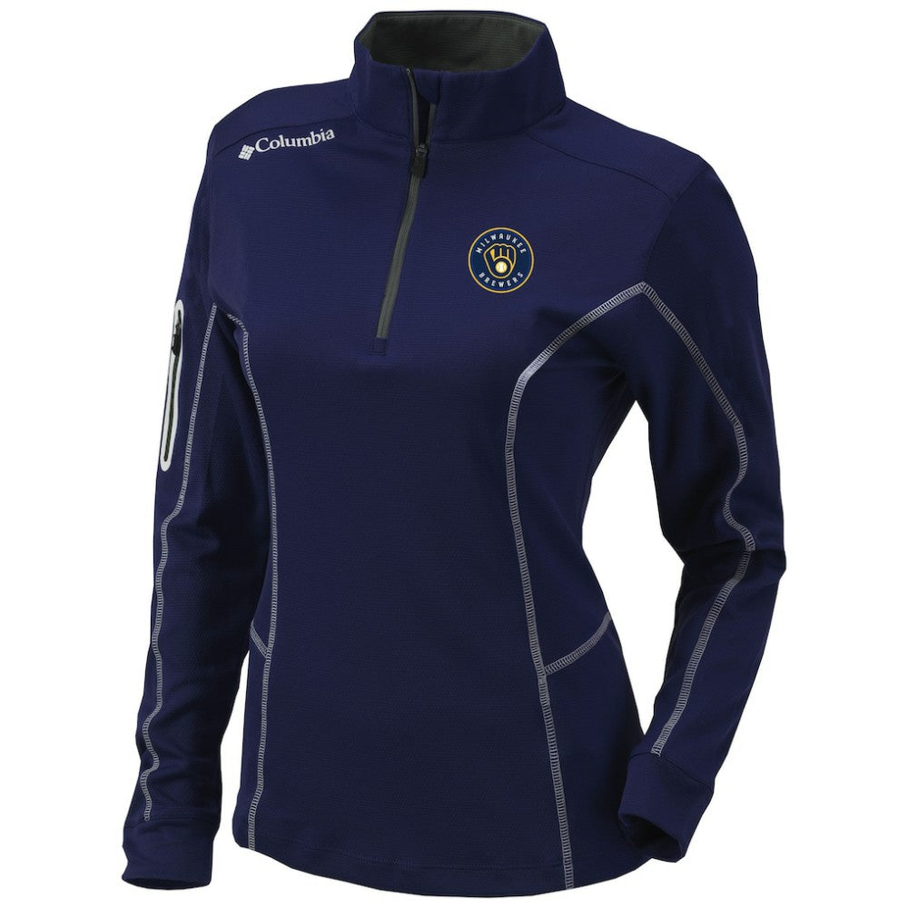 Milwaukee Brewers Women's Omni-Wick Shotgun Quarter-Zip Pullover Top Navy | Columbia