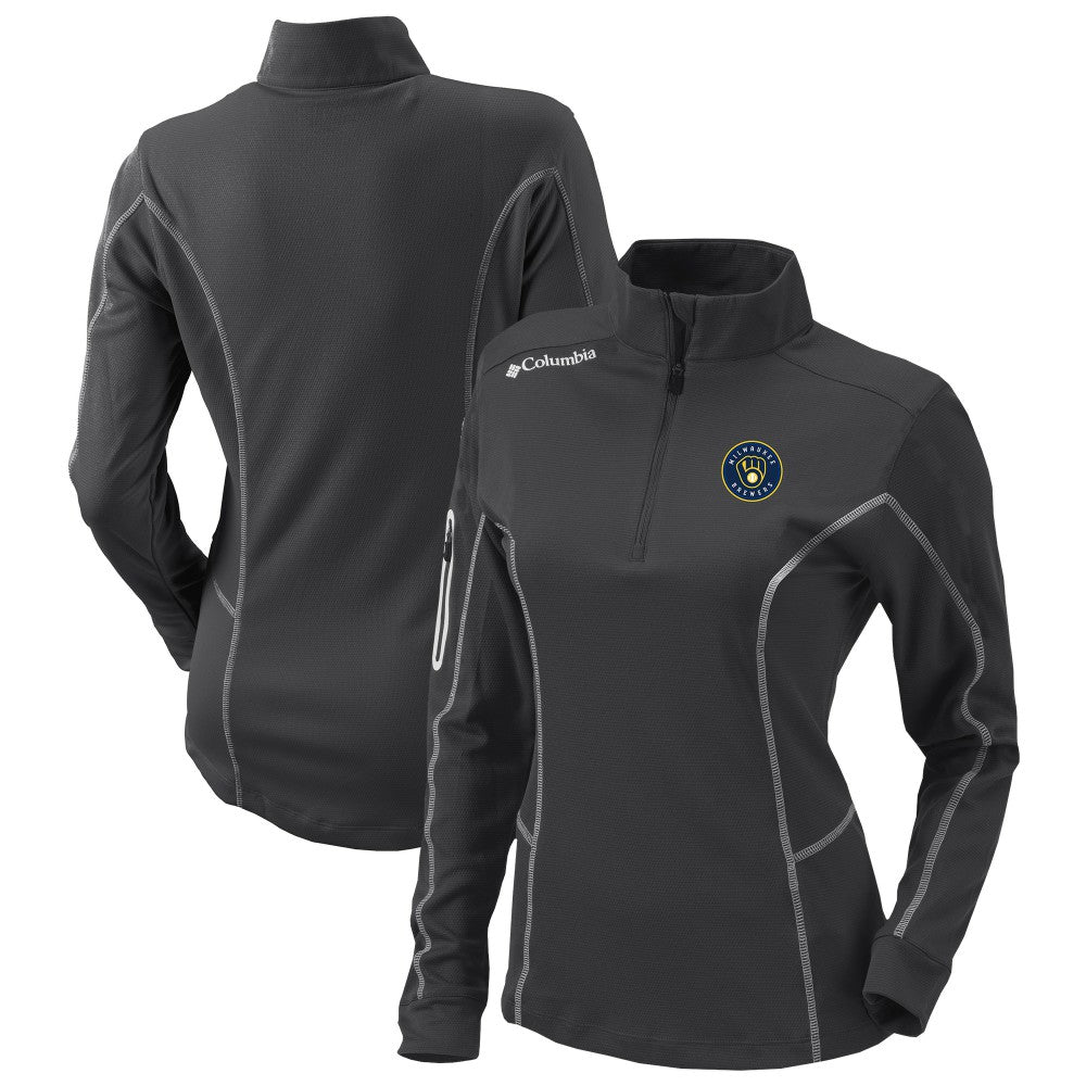 Milwaukee Brewers Women's Omni-Wick Shotgun Quarter-Zip Pullover Top Charcoal | Columbia
