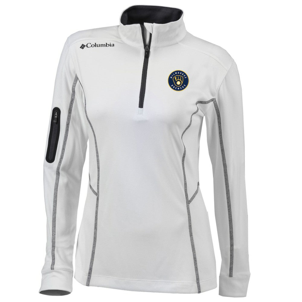 Milwaukee Brewers Women's Omni-Wick Shotgun Quarter-Zip Pullover Top White | Columbia