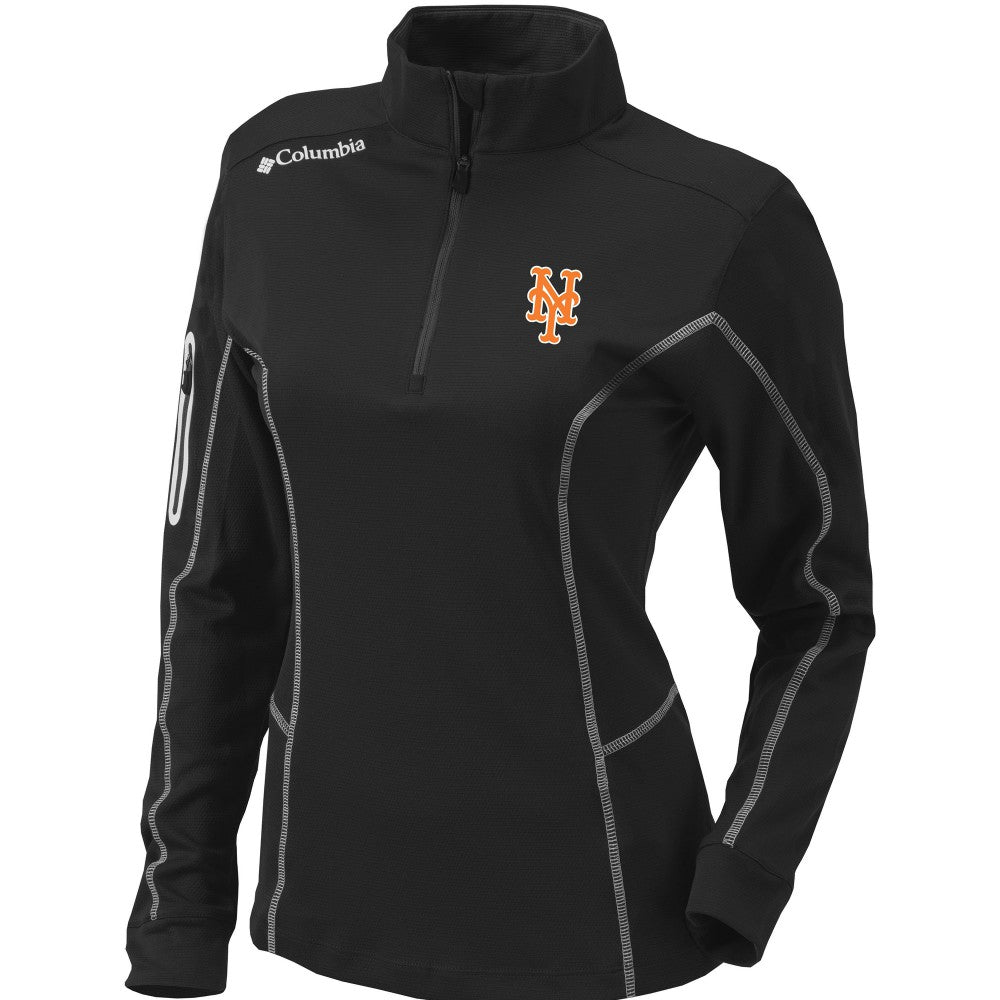 New York Mets Women's Omni-Wick Shotgun Quarter-Zip Pullover Top Black | Columbia