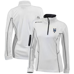New York Mets Women's Omni-Wick Shotgun Quarter-Zip Pullover Top White | Columbia