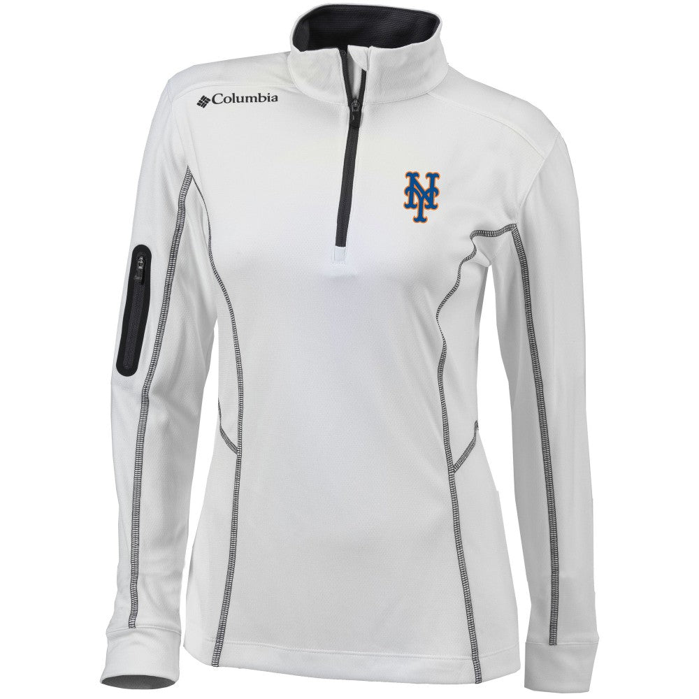 New York Mets Women's Omni-Wick Shotgun Quarter-Zip Pullover Top White | Columbia