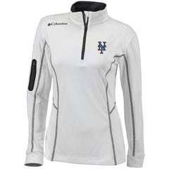 New York Mets Women's Omni-Wick Shotgun Quarter-Zip Pullover Top White | Columbia