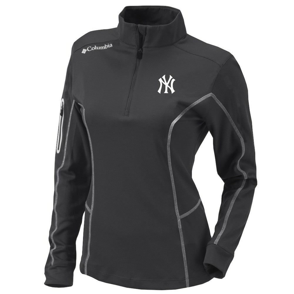 New York Yankees Women's Omni-Wick Shotgun Quarter-Zip Pullover Top Charcoal | Columbia