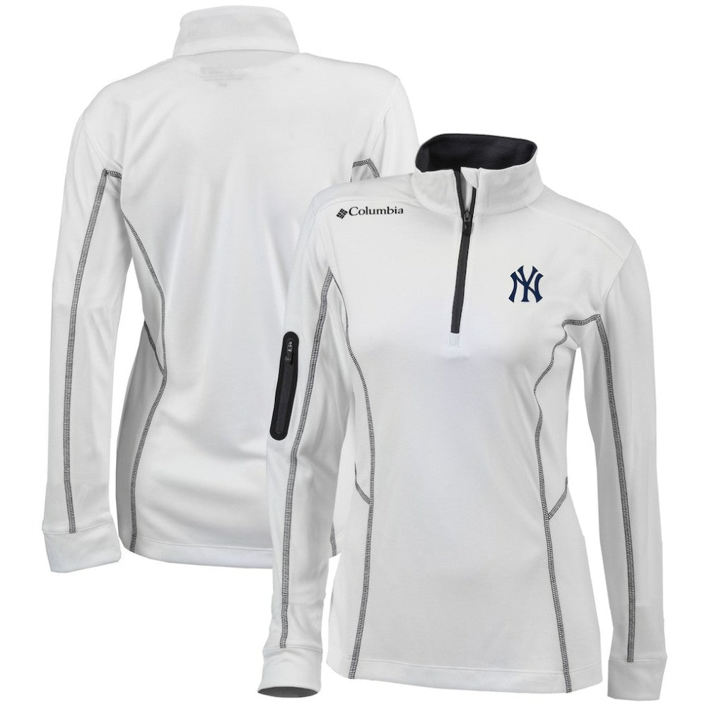 New York Yankees Women's Omni-Wick Shotgun Quarter-Zip Pullover Top White | Columbia