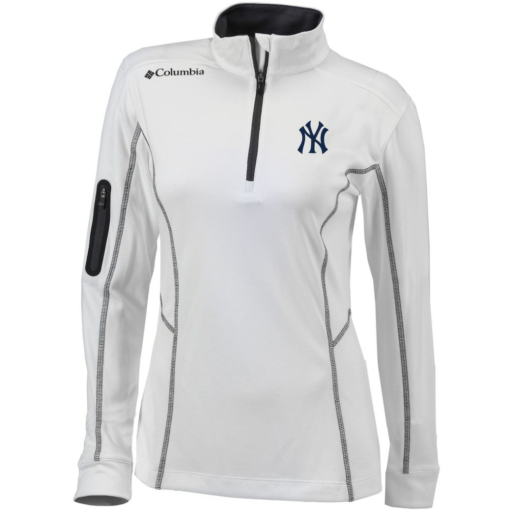 New York Yankees Women's Omni-Wick Shotgun Quarter-Zip Pullover Top White | Columbia