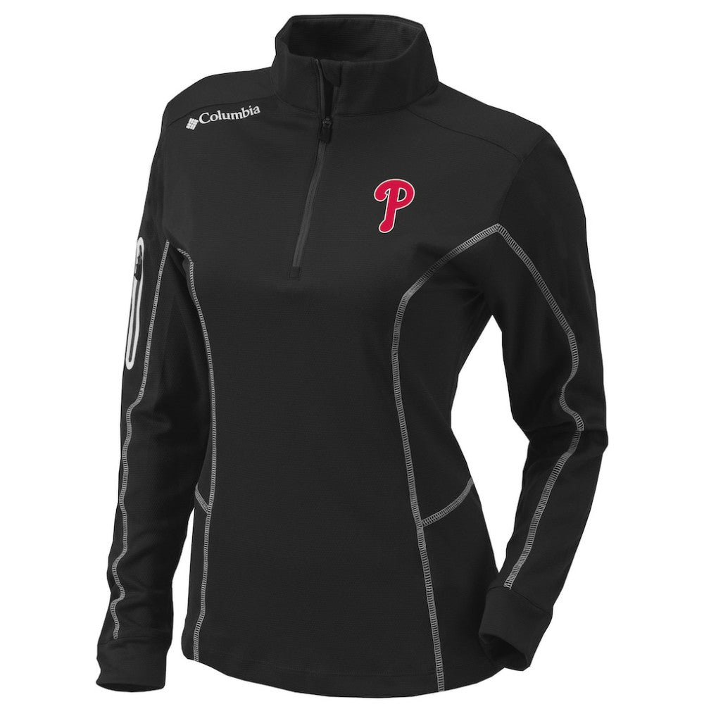 Philadelphia Phillies Women's Omni-Wick Shotgun Quarter-Zip Pullover Top Black | Columbia