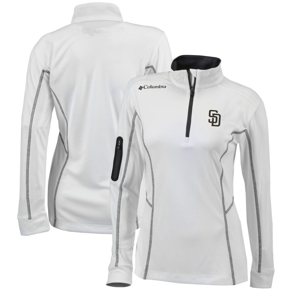San Diego Padres Women's Omni-Wick Shotgun Quarter-Zip Pullover Top White | Columbia
