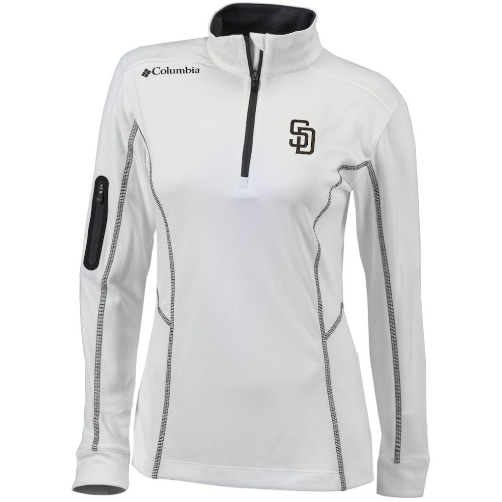 San Diego Padres Women's Omni-Wick Shotgun Quarter-Zip Pullover Top White | Columbia