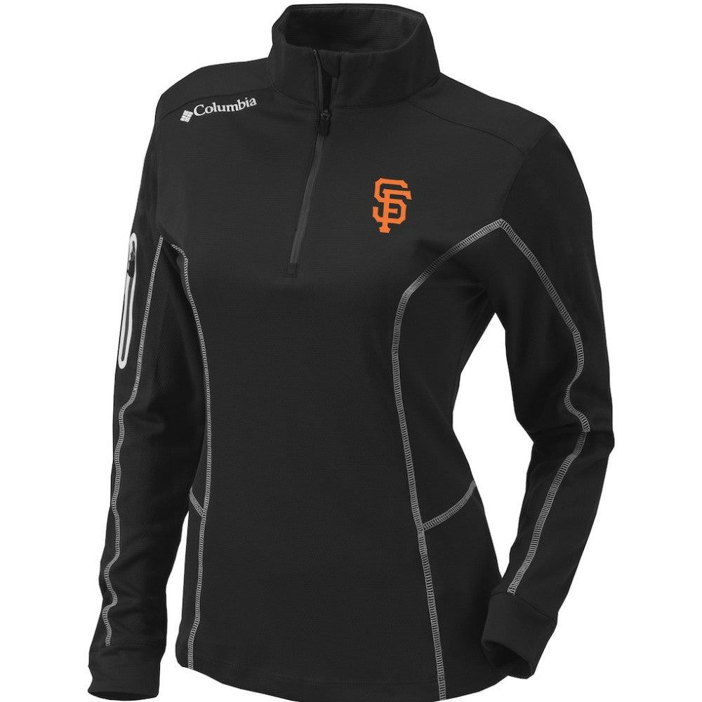 San Francisco Giants Women's Omni-Wick Shotgun Quarter-Zip Pullover Top Black | Columbia