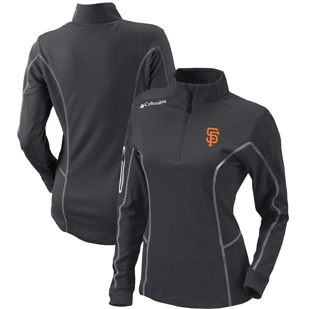 San Francisco Giants Women's Omni-Wick Shotgun Quarter-Zip Pullover Top Charcoal | Columbia
