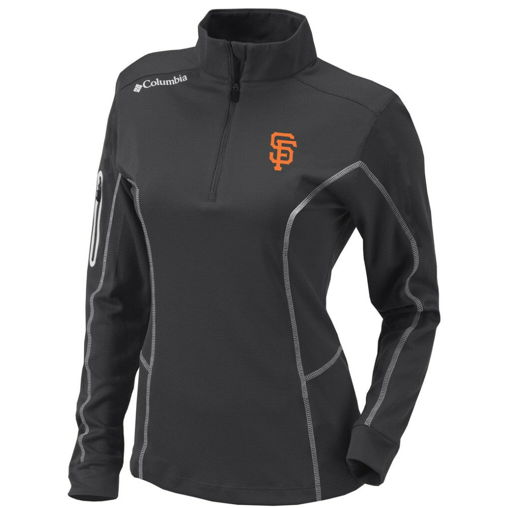 San Francisco Giants Women's Omni-Wick Shotgun Quarter-Zip Pullover Top Charcoal | Columbia