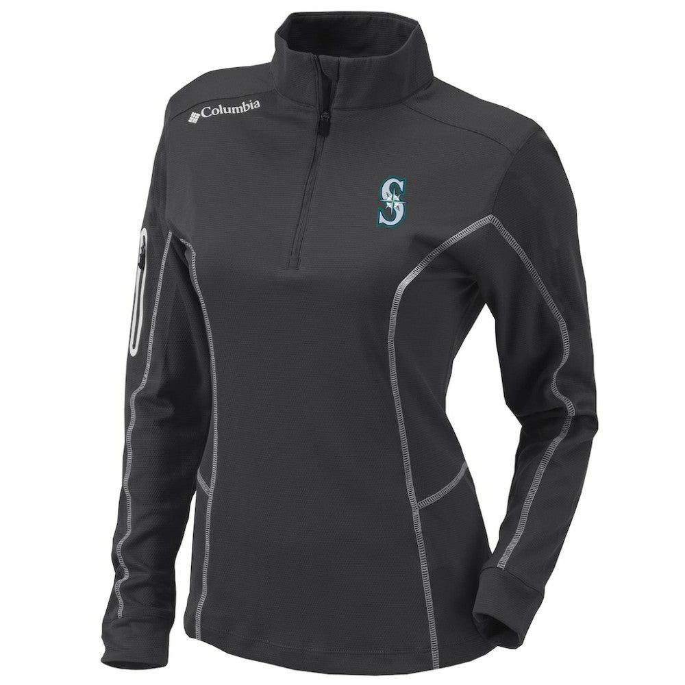 Seattle Mariners Women's Omni-Wick Shotgun Quarter-Zip Pullover Top Charcoal | Columbia
