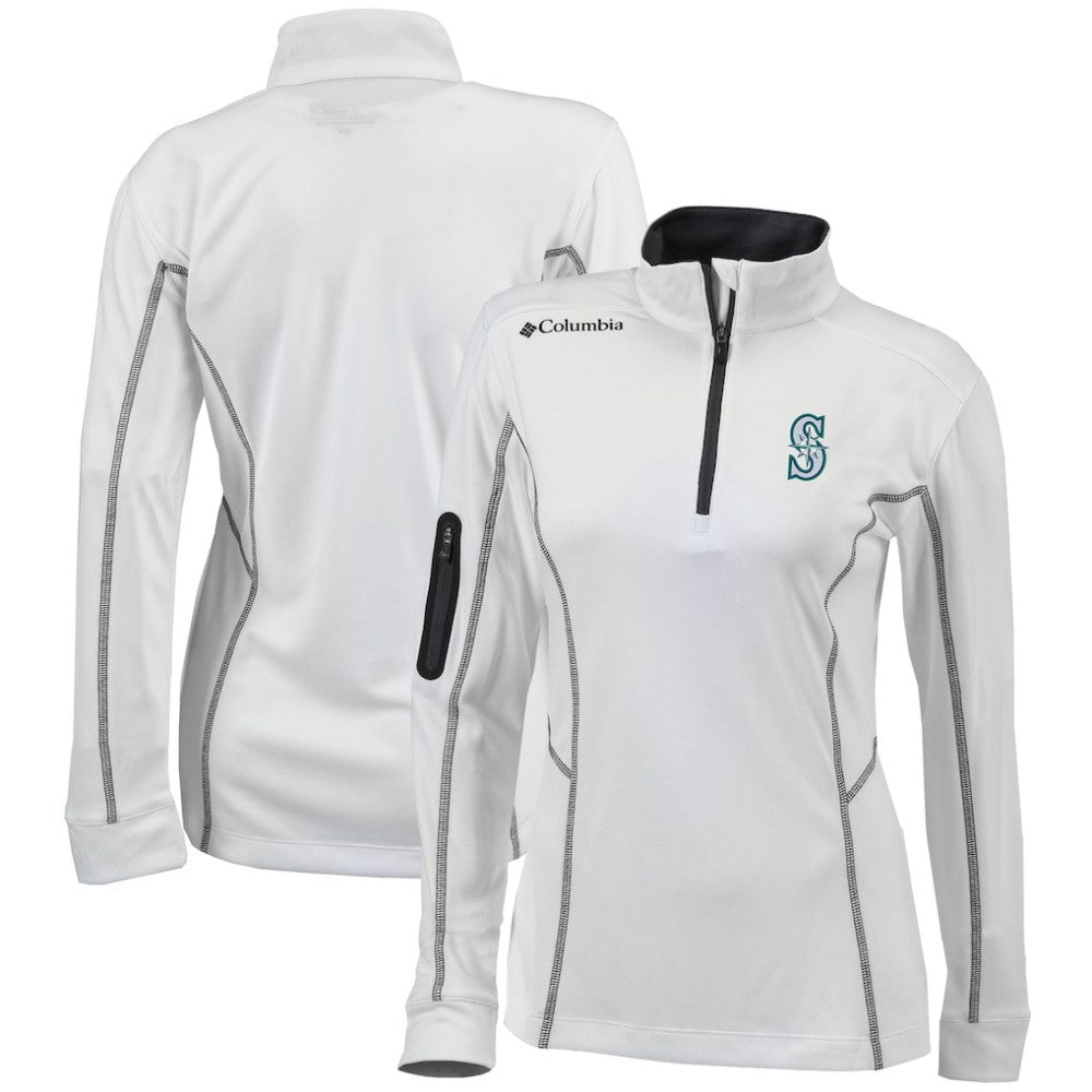 Seattle Mariners Women's Omni-Wick Shotgun Quarter-Zip Pullover Top White | Columbia