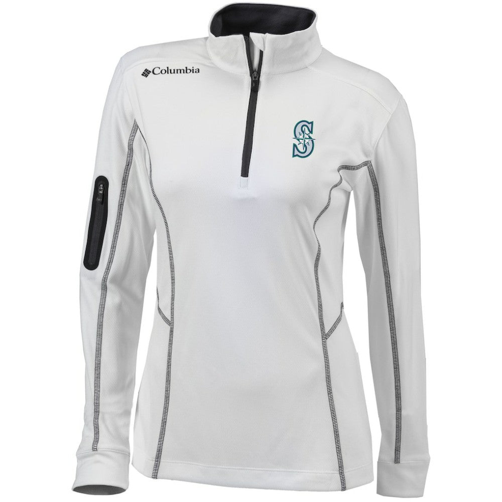 Seattle Mariners Women's Omni-Wick Shotgun Quarter-Zip Pullover Top White | Columbia