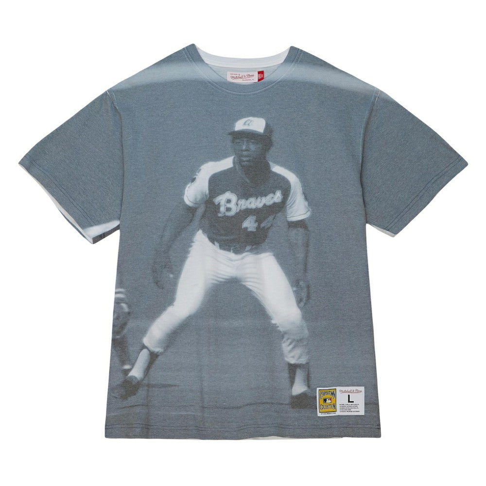 Hank Aaron Atlanta Braves Cooperstown Collection Highlight Sublimated Player Graphic T-Shirt | Mitchell & Ness