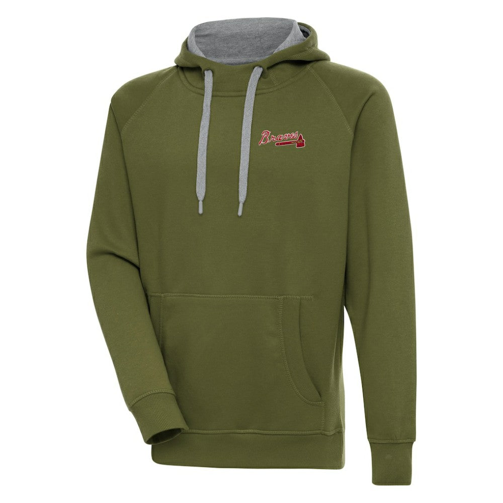Atlanta Braves Antigua Victory Pullover Hoodie Olive